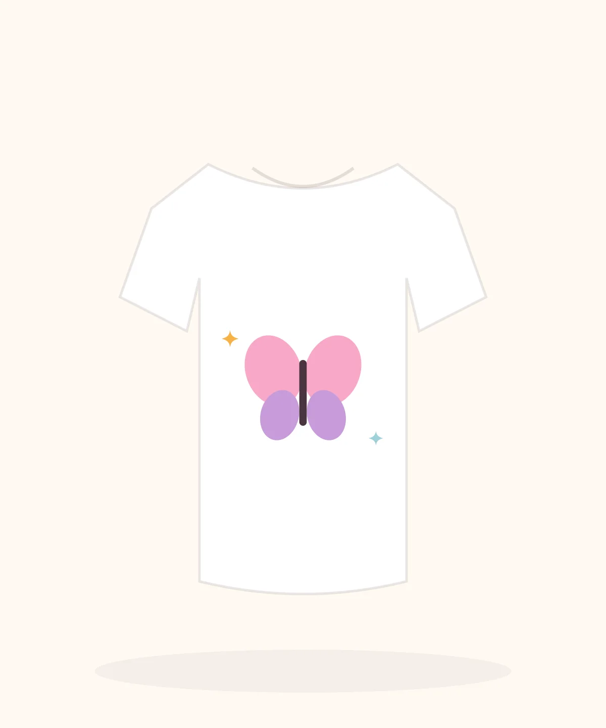 Bubblegum Butterfly printed on a soft pastel t-shirt
