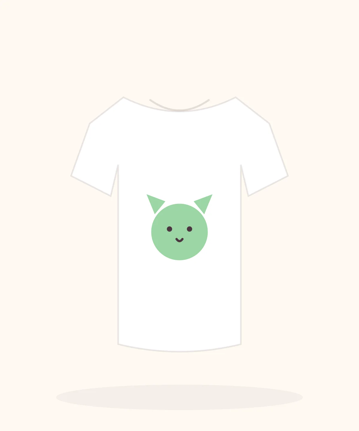 Mint Choco Kitty printed on a soft pastel t-shirt
