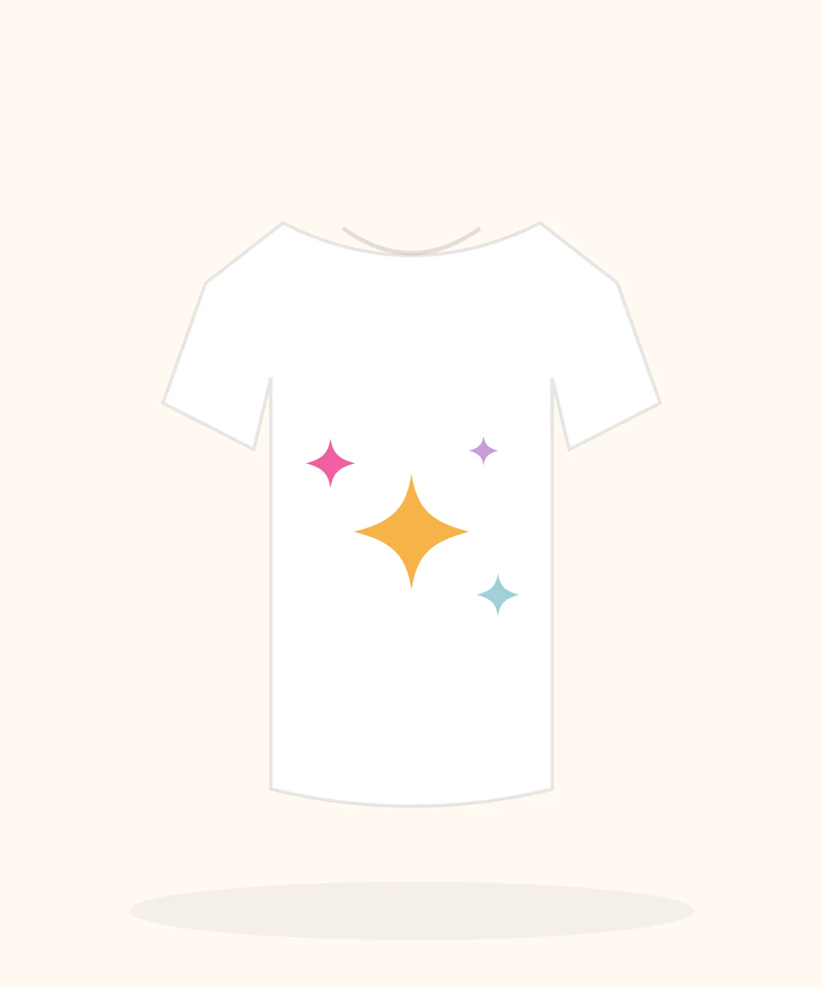 Sparkle Star Parade printed on a soft pastel t-shirt