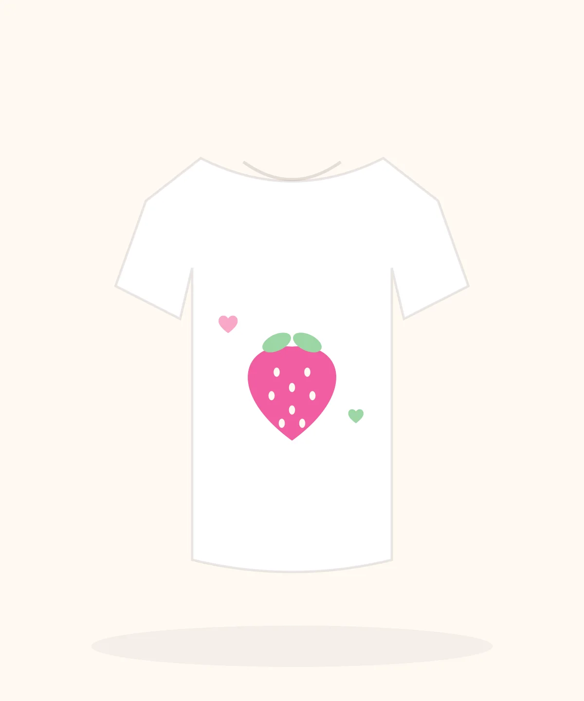 Sweet Strawberry Picnic printed on a soft pastel t-shirt